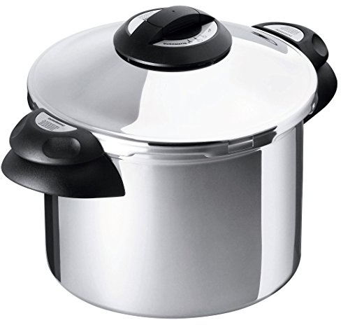 Kuhn Rikon Duromatic Top, Olla a Presión Super Rápida con Asas, Olla Express Apta para Inducción, Óptima Distribucion del Calor, Acero Inoxidable 18/10, Despresurización automática, 6 L. /24 Cm