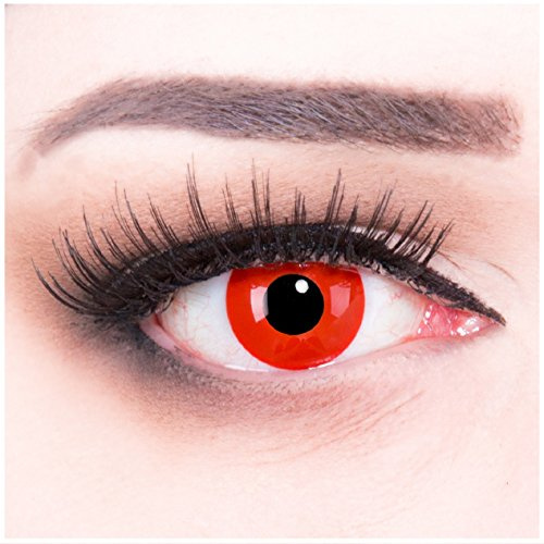 MeralenS Farbige Kontaktlinsen Red Devil Rot ohne Stärke - Monatslinsen - weich - 2er Pack + Kontaktlinsenbehälter - perfekt zu Halloween Karneval Fasching oder Fasnacht
