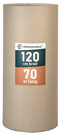 BB-Verpackungen 1x Rollenwellpappe 1,2 x 70 m Fläche 84m² (1 Rolle) - hochwertige Wellpappe Rolle für Versand und Lagerung, umweltfreundlich und recyelbar