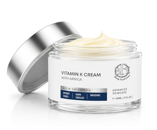 Crème à la vitamine K - Formule hydratante pour cicatriser les ecchymoses, les veines d'araignée et les capillaires cassés. Réduit les cernes sous les yeux, les ridules, les poches et les rides