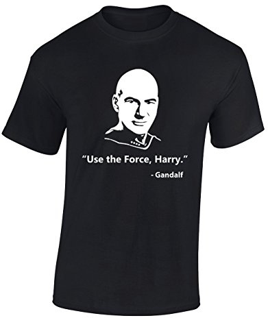Crown Designs Use The Force Harry - Gandalf Sci-Fi Mashup Funny Cool for Men & Teenagers T-Shirts Tops