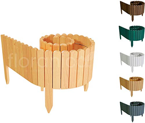 Floranica Rollborder Clôture Flexible en Bois de pin 200 x 40 cm Nature Bordure de Parterre de Gazon Décoration Clôture de Jardin Exterieur pour vergers Palissade en Bois