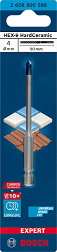 Bosch 1x EXPERT HEX-9 Hard Ceramic Bohrer (für Harte Fliesen, Weiche Fliesen, Ø 4,00 mm, Professional Zubehör Schlagbohrer/Schrauber, Bohrmaschine/Schrauber)