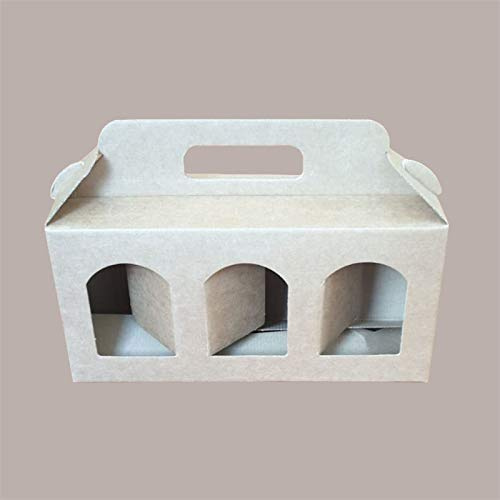 Lucgel Scatola Porta Vasetti 3 Fori in Carta Avana per Creme Salse Marmellate 25x8H12cm - 10 pezzi -