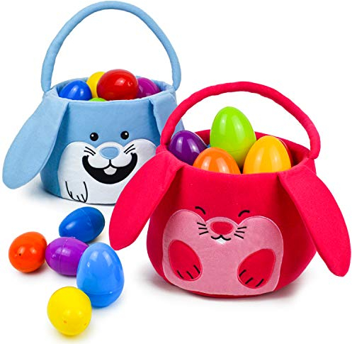 JOYIN 2 PCs Osterhasenkorb Set für die Ostereisersuche, Ostergesschenkkörbe, Taschen für Kinder, KinderpartyGenchenk Zumst (Plüsch)