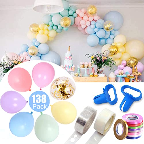 138 Pezzi Kit Palloncini Ghirlanda Pastello, OEMG 5/10/12 Pollici Macaron Palloncini Elio in Lattice Premium Spesso, per Compleanno Anniversario Matrimonio Feste Decorazione