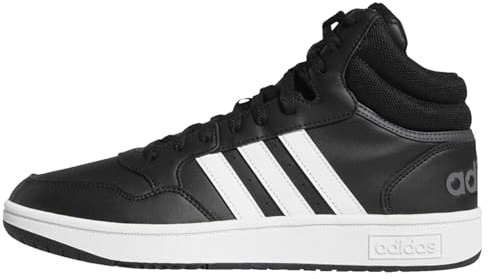 adidas Men's Hoops 3.0 Mid Lifestyle Basketball Classic Vintage Shoes, Core Black/Cloud White/Grey Six, 8 UK