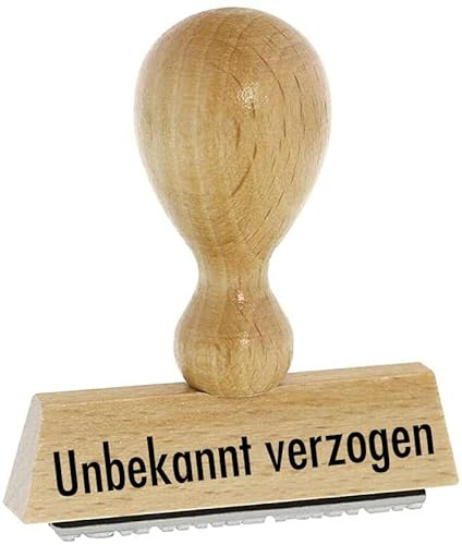 Lagerstempel – Unbekannt verzogen - von Kaufhaus2010 Buchenholzstempel – Lagertextstempel zur Kennzeichnung von Rechnungen und anderen Dokumenten 4 cm lang