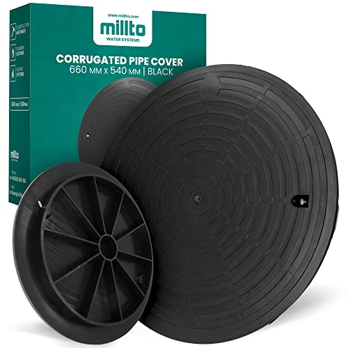 Millto™ Schachtabdeckung Kunststoff Rund Ø DN540 Schwarz PP Kanaldeckel Schachtdeckel | Abflusssteigrohr Rohr Deckel Zisternendeckel Kl. A15 | Belastung bis 1,5 t Abdeckung gewelltes
