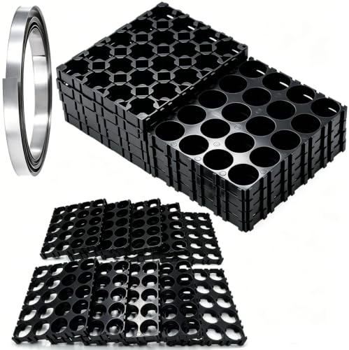 VISSQH 10 stück 18650 Li Batteriehalter Stehen, 4x5 Zellen Zylindrische Batterie Pack Halterung， Kunststoff Lithium Batterie Stehen + Nickel Streifen 10m für 18650 Li-Ionen-Batterie DIY