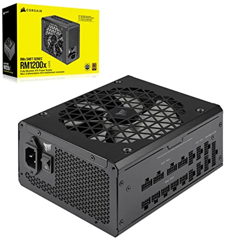 Corsair RM1200x SHIFT Fully Modular ATX Power Supply - Modular Side Interface - ATX 3.1 & PCIe 5.1 Compliant - Zero RPM Fan Mode - 105°C-Rated Capacitors - 80 PLUS Gold Efficiency - Black