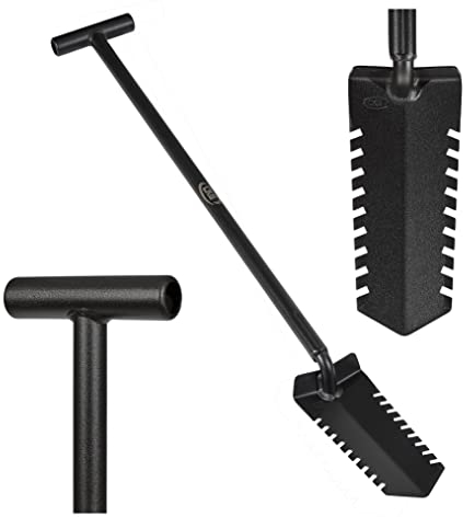 CKG Metallsuchschaufel Grabwerkzeug mit doppelt gezahnter Klinge - Heavy Duty Bagger Garten Wurzelschneider T-Griff Spaten Professionelles Metalldetektor Zubehör, Single