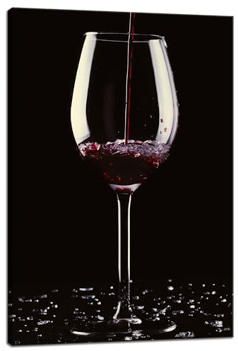 GP TONER Modern Kunstdruck Wandbilder Leinwandbild auf Keilrahmen Leinwanddruck Küche Glas Wein 40x60 cm Leinwandbilder für Ihr Zuhause oder Büro