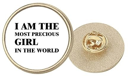 I Am The Precious Girl Art Deco Brosche, rund, Metall, goldfarben, M