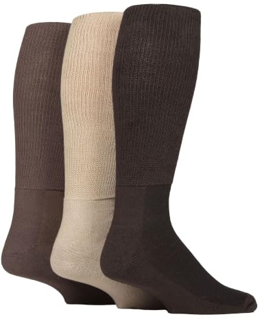 IOMI Knee High Diabetic 3 Pack Bamboo Non Elastic Socks for Swollen Feet | Long Extra Wide Non-Binding Soft Top Socks