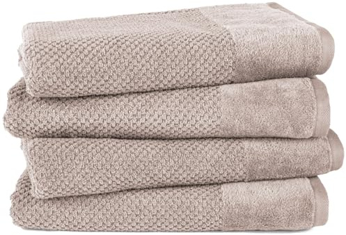 Pure Label Badetuch 70x140cm Set 4-TLG. aus 100% Baumwolle - Stein | Waschbar bis 60°C, trocknergeeignet - Oeko-tex zertifiziert
