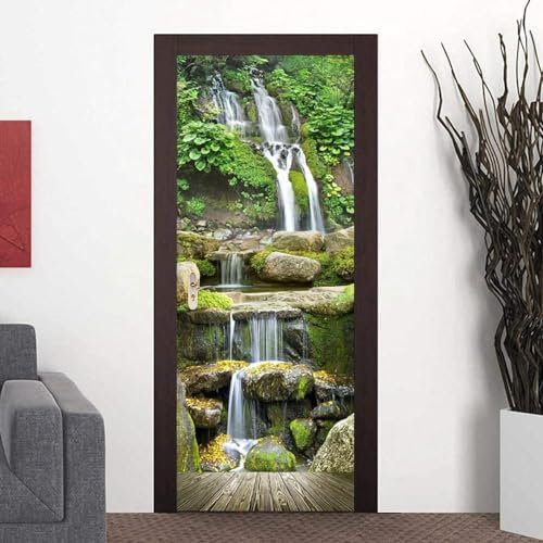 Türtapete 3D Selbstklebend Türposter - Wasserfall-Naturlandschaft 95 X 210 Cm - Türaufkleber Fototapete Abziehen Und Aufkleben Türfolie Poster - Kinderzimmer Wohnzimmer Küche Schlafzimmer Tür -3X6G4L1
