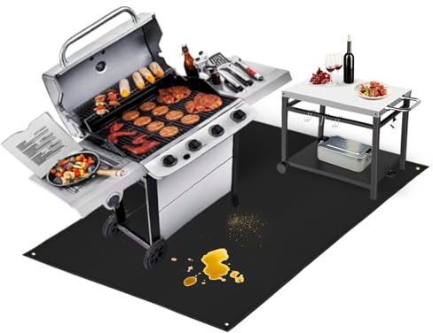 TOHONFOO 152,4 x 121,9 cm Untergrillmatte für Outdoor-Grill – feuerfeste Grillmatten zum Grillen zum Schutz der Terrasse, Pflastersteine – leicht zu reinigende Kaminmatte für den Innenbereich – 1 mm