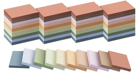 (50 Pads) Sticky Notes 1.5x2, Vintage Colors, 10 Colors Self Sticky Notes, Sticky Pads, Recyclable, Self-Stick Pads, Easy to Post for Home, Office, Notebook