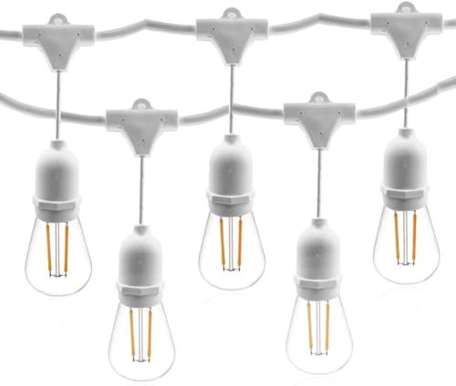 Generico Catena luminosa da esterno bianca pendente catenaria 10 metri prolungabile con 10 portalampada E27 lampadine non incluse