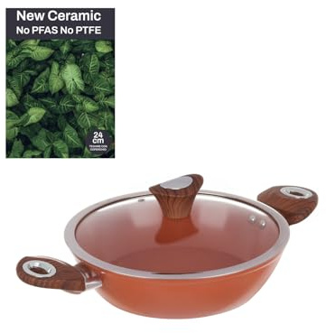 Tegame 24 cm con coperchio salmone New Ceramic