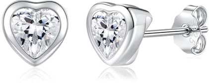 Estrellique Klein Ohrstecker mit Zirkonia - Damen Ohrringe, 925 Sterling Silber, Herz Ohrstecker, Hypoallergen Knorpel Schlafen, Geschenke für Frauen