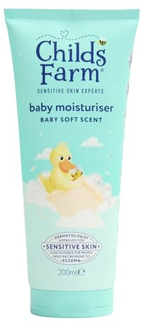 Childs Farm Baby Moisturiser, Baby Soft Scent | Moisturising & Hydrating | Suitable for Newborns with Dry, Sensitive Skin, 200ml