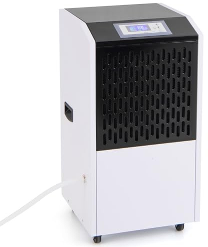 GOPLUS Déshumidificateur Industriel1300W, 118L/Jour, Contrôle Humidité Réglable, Déshumidificateur d'air avec 4 Roues, Minuterie 0-24H, Idéal pour Entrepôts et Caves 790 m² (Blanc)