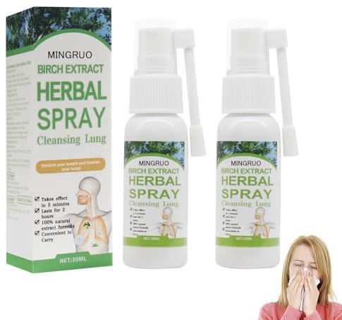 MINGRUO 2Pcs Lungenreinigungsspray, Reparaturspray Lung, Lung Cleansing Spray, Lungenreinigung Respinature Herbal Spray, Herbal Spray, Herbal Lung Spray KräUterlungenreinigungs