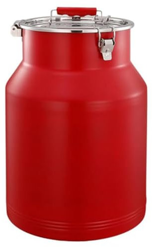 Barilotto in Acciaio Acciaio Inossidabile Lattine di Latte Secchio Bricco per Latte in Acciaio Caraffa per Il Latte in Acciaio con Coperchio Sigillato in Silicone,Rosso,5L