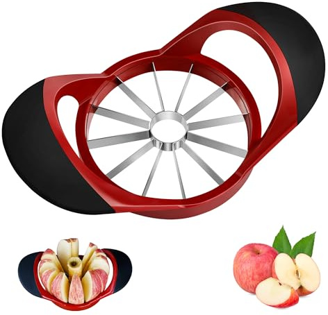 YC Kitchen Affettatrice per mele, snocciolatore per mele, in acciaio inox, con 12 lame super affilate, taglierina e snocciolatore leggero con manico antiscivolo