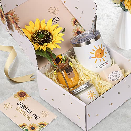 Wellness Geschenkbox, Geschenke für Frauen, Personalisierte 8er Set Sonnenblume Badzubehör Frauen, Entspannung Rituals Geschenkset für Freundin Mama Sie Beste Freundin Schwester Kollegen