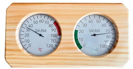 NIHENHAO Jauge de température et d'humidité précise 2 en 1 pour Sauna Mesure de la température et de l'humidité Surveille Les Conditions intérieures Bois
