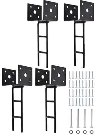 Fzaqwen 4 Piezas de Anclajes para Postes en Forma de U para Terrazas de Pérgola de Alta Resistencia, Soportes para Pérgola, Soportes para Vallas de Madera Y H