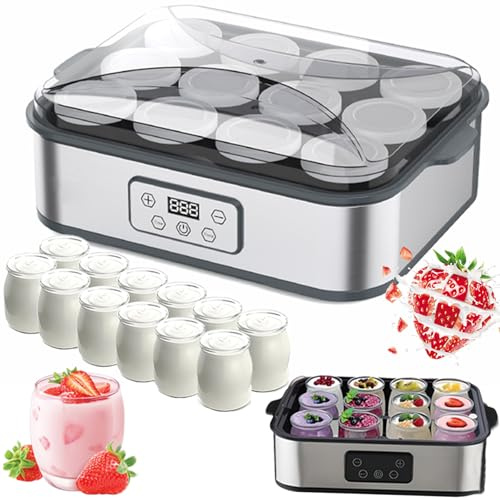 2200ml Ultimate Automatic Yoghurt Maker, Yogurt Maker With 12pcs Glass Jars, Timer & Temperature Adjustable, Yoghurt Makers For Fresh Homemade Yogurt