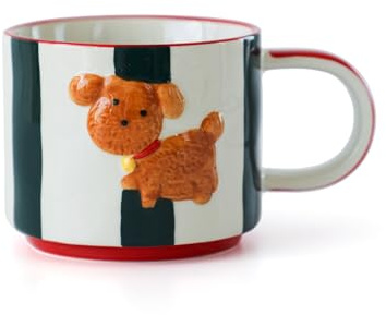 TREEWOO Bonita taza de café de cerámica con diseño 3D de cachorro, estilo coreano, decoración de cumpleaños, Navidad, Año Nuevo