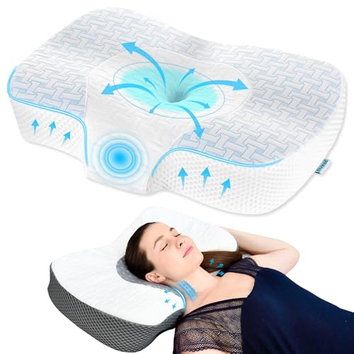 Elviros Adjustable Height Cervical Neck Pillow for Neck and Shoulder Relief