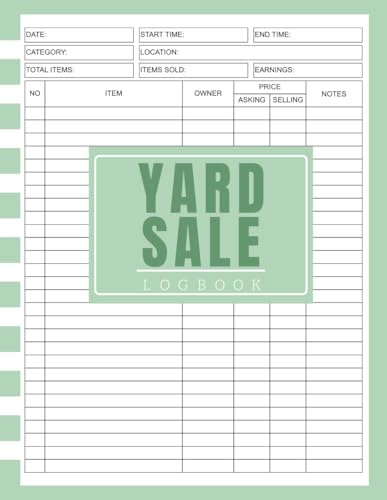 Yard Sale Log Book: Garage Sale Organizer | 110 Pages for Planning, Pricing & Tracking Sales and Profits | 8.5 x 11 Inches