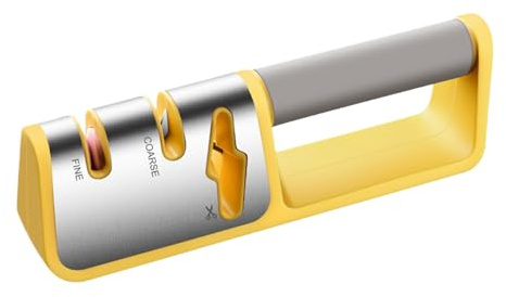 Erconsso Affilacoltelli per forbici con a V, strumento di macinazione portatile, per campeggio, escursionismo, cucina, casa, giardino, prato, picnic, piano di lavoro