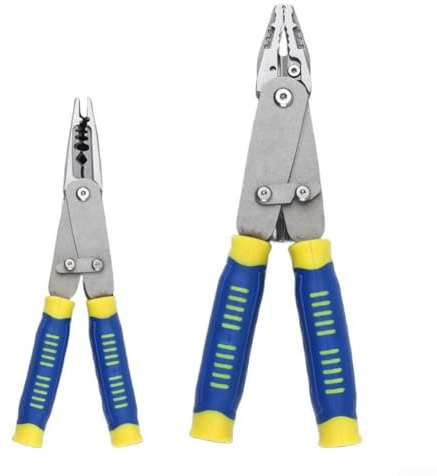 Multifunctional Pliers, Needle Nose Pliers with Wire Cutter and Stripping Holes, Flat Nose Pliers for Electricians, Forged Carbon Steel Combination Pliers with