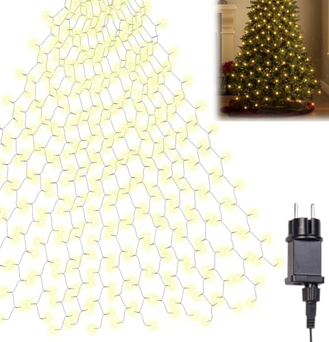 Lunartec Lichtervorhang: Weihnachtsbaum-Überwurf-Lichterkette, 16 Stränge, 400 LEDs, 2,5m, 230V (Christbaum-Überwurf-Lichterkette, Weihnachtsbaum aussen, Kerze)