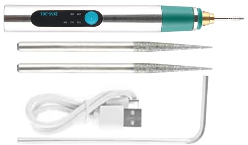 Stylo Graveur Électrique - Machine à Graver Portable pour Débutants | Stylo Rotatif Rechargeable 3 Vitesses | pour Artistes, Bricoleurs, Bijouterie, Verre, Perle, Pierre, Travail du Bois, des Métaux e