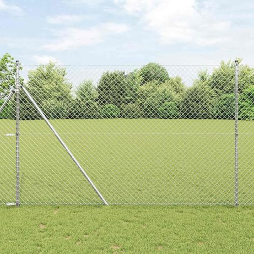 Nqyjm Clôture de Extérieur Décorative Clôture en Treillis Métallique Argenté 10 x 1.5 m, Barrière Animale Grillage Cloture Volaille pour Jardin, Cour, Terrasse