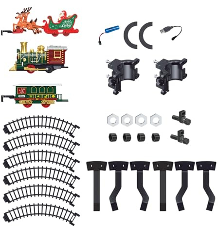 Mxshc Tren para El Árbol De Navidad,Vehículo Recargable con Vía - Set De Tren para Alrededor del Árbol con Luz Y Música - para Niños De 3+ Años, Hogar, Juego Interior,