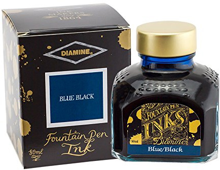 Diamine Tinte schwarz-blau, 80ml Tintenglas