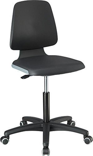 bimos Arbeitsstuhl Labsit 2, K-Leder anthrazit Sitzhöhe 450-650 mm mit Rollen