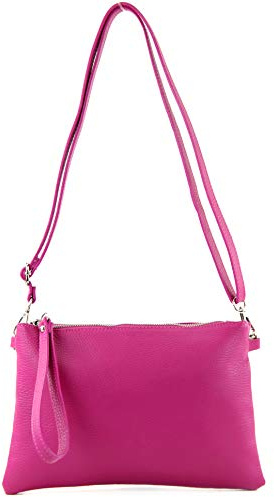 modamoda de T186 Damen Leder Clutch Umhängetasche Abendtasche handmade in Italy, Farbe:Pink
