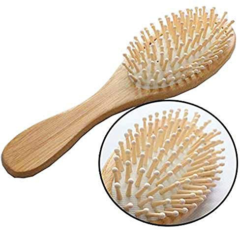 Vektenxi Natural Bamboo Hair Massage Brush Detangling Anti-Static Hair Comb Wooden Bristle Scalp Hairbrush Paddle Cushion Comb for All Hair Types Durable and Useful