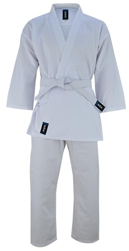 Playwell Martial Arts Beginners Student 100% Cottons Karate White Uniform - NEW (Free White Belt) (4/170cm)