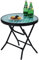 PHI VILLA Folding Side Table, Foldable Coffee Outdoor Garden Small Round Patio Table - Turquoise